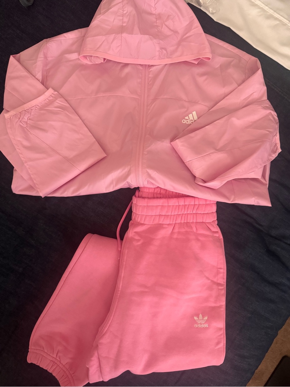 adidas Pink Hooded Windbreaker & Joggers Set